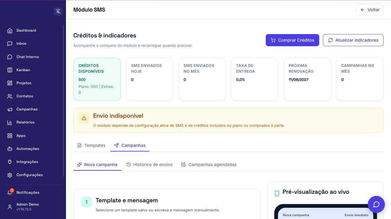 Painel de Campanha SMS