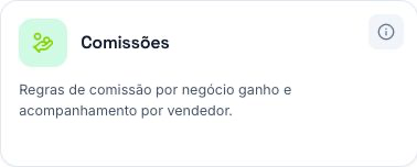 Card real de Comissões na página de Apps