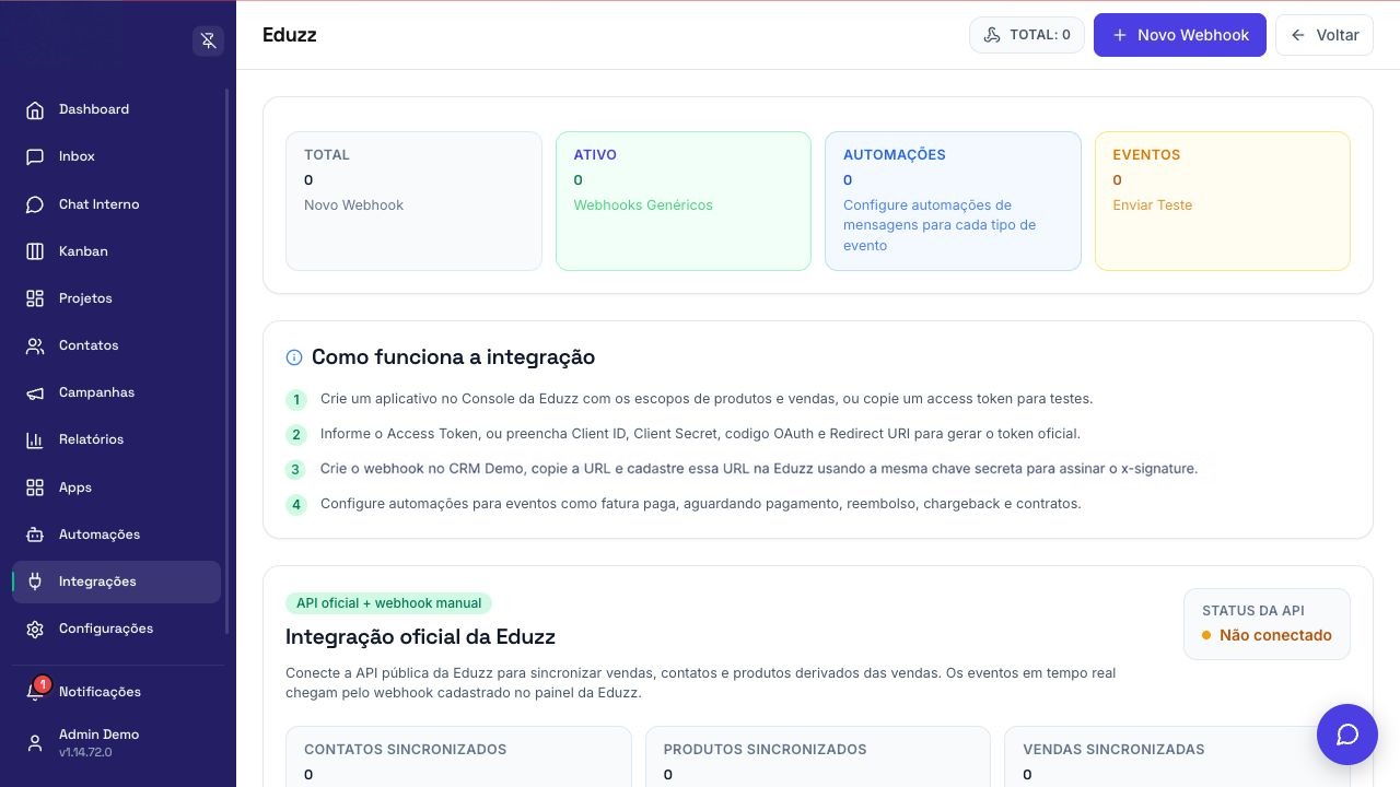 Tela de configuração de Eduzz